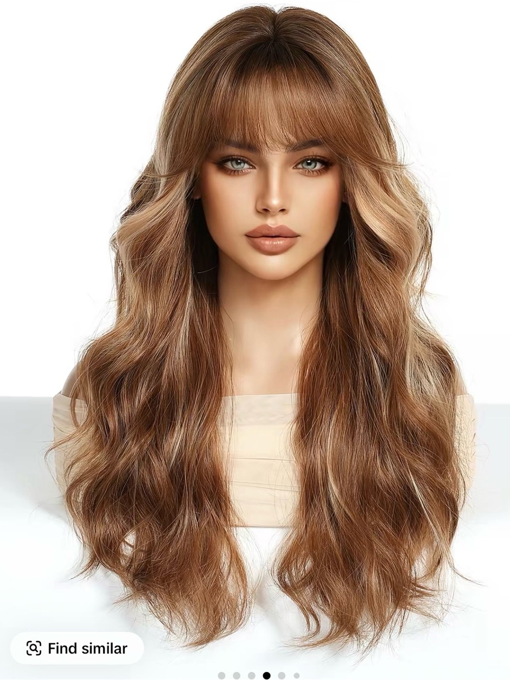 Long Wavy Women's Wig with Bangs in Light Brown